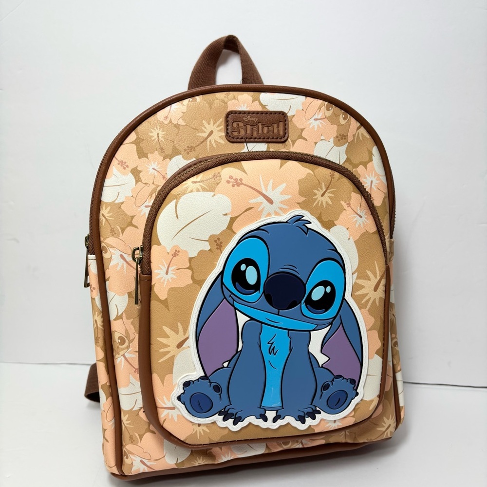 Disney Stitch Floral Backpack Brown,Tan, Fall Halloween New